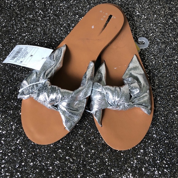 Silver slide on sandals! - Picture 5 of 6